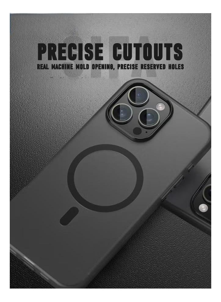 iPhone 16 Pro Max Case, Magnetic [Compatible with Magsafe] Frosted Case Cover, [Anti-Drop Shockproof] [No Yellowing] Back Cover, Slim Skin Feel Case for iPhone 16 Pro Max, Translucent Black - Image 5
