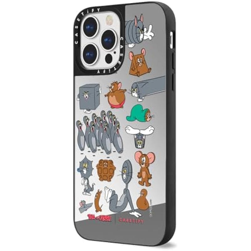 Casetify Mirror Case for iPhone 13 Pro 【Tom and Jerry Colab/Reflective / 4.9ft Drop Protection/Compatible with Magsafe】 - Pattern Sticker - Silver on Black - Image 5