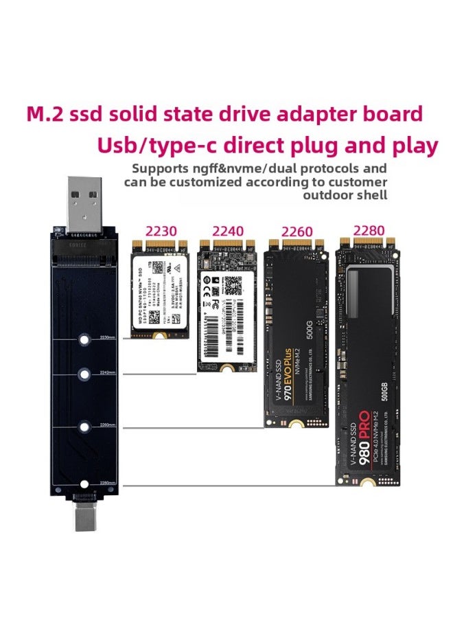 USB/Type-c Dual Plug M.2 NVMe SATA Dual Protocol Solid State Hard Disk Box 9210B Transfer Motherboard Card-Color:SATA/NGFF Bare Board  - Image 3