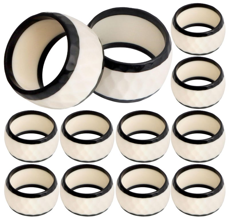 CLEENTABLE Epoxy Resin Napkin Rings Set of 12 - Elegant for Dinner Parties, Large Gatherings, Special Events & Dining Table DÃ©cor| Durable Napkin Rings, Easy to Clean (Black White) - CLEENTABLE - Image 1