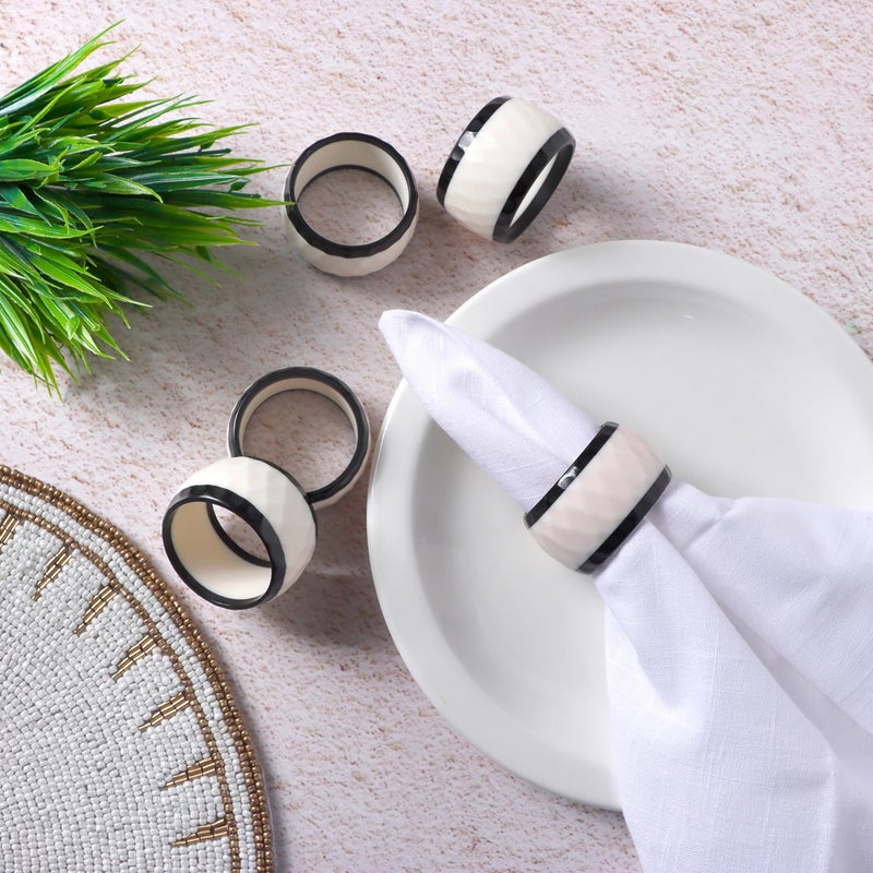 CLEENTABLE Epoxy Resin Napkin Rings Set of 12 - Elegant for Dinner Parties, Large Gatherings, Special Events & Dining Table DÃ©cor| Durable Napkin Rings, Easy to Clean (Black White) - CLEENTABLE - Image 4
