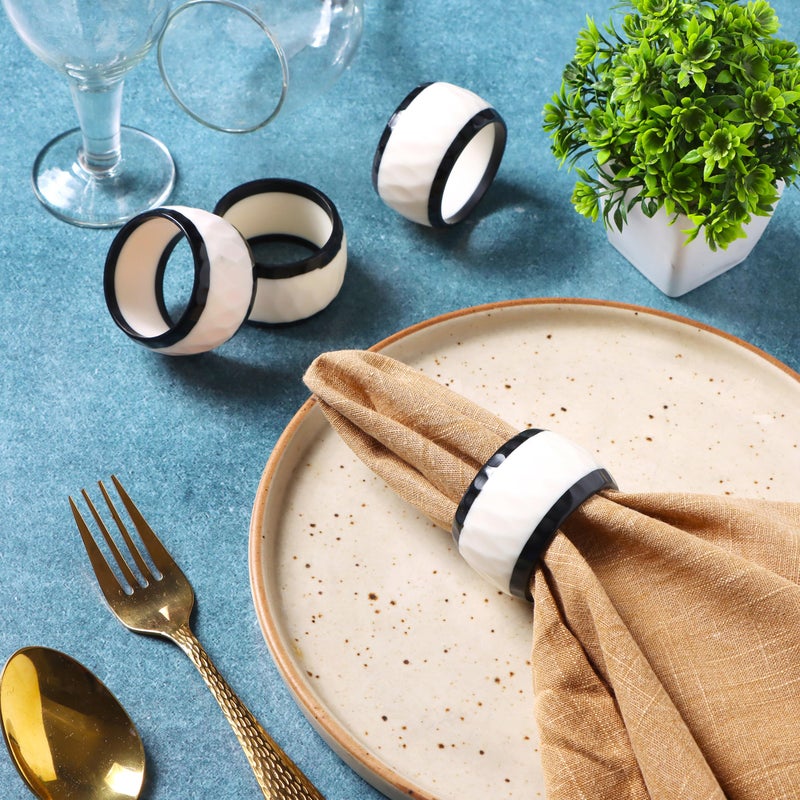 CLEENTABLE Epoxy Resin Napkin Rings Set of 12 - Elegant for Dinner Parties, Large Gatherings, Special Events & Dining Table DÃ©cor| Durable Napkin Rings, Easy to Clean (Black White) - CLEENTABLE - Image 2