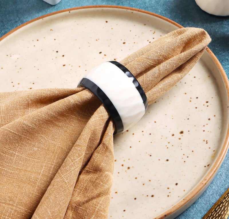 CLEENTABLE Epoxy Resin Napkin Rings Set of 12 - Elegant for Dinner Parties, Large Gatherings, Special Events & Dining Table DÃ©cor| Durable Napkin Rings, Easy to Clean (Black White) - CLEENTABLE - Image 5