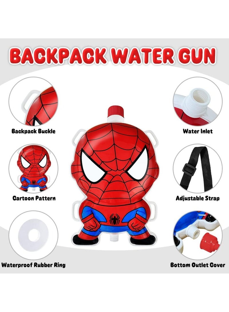 NNEWVANTE Backpack Water Gun for Kids, Superhero Squirt Gun, 1.3L Cartoon Summer Outdoor Toys with Adjustable Straps for Swimming Pool Backyard Beach Water Fight Game (Red) - Image 3