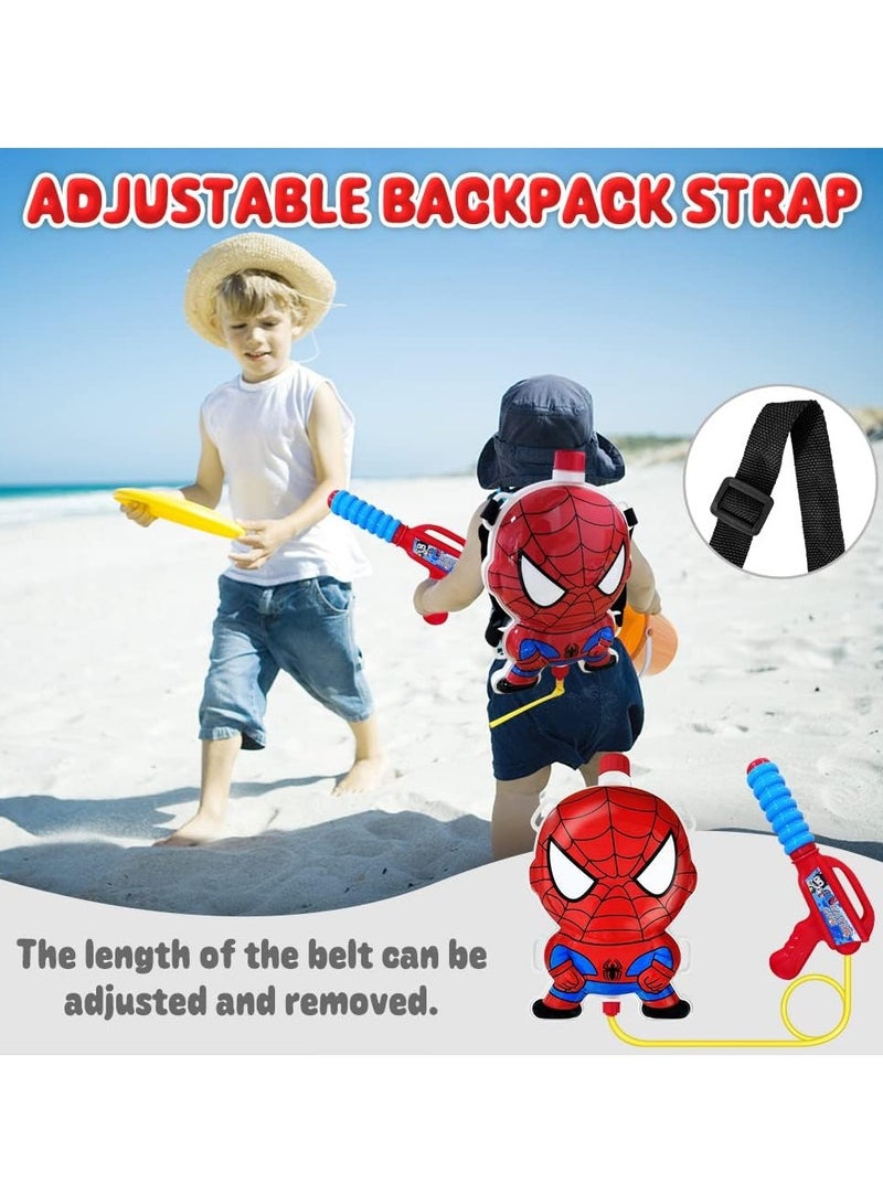 NNEWVANTE Backpack Water Gun for Kids, Superhero Squirt Gun, 1.3L Cartoon Summer Outdoor Toys with Adjustable Straps for Swimming Pool Backyard Beach Water Fight Game (Red) - Image 4