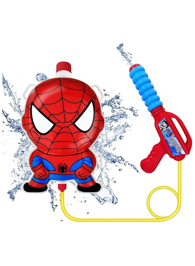 NNEWVANTE Backpack Water Gun for Kids, Superhero Squirt Gun, 1.3L Cartoon Summer Outdoor Toys with Adjustable Straps for Swimming Pool Backyard Beach Water Fight Game (Red) - Image 1