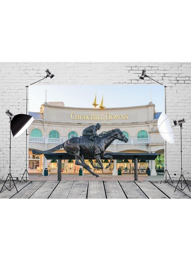 BELECO خلفية من القماش مقاس 7X5 أقدام لسباق الخيل في كنتاكي ديربي، زينة حفلات سباق الخيل، تمثال سباق الخيل، لوازم حفلات سباق الخيل في الهواء الطلق، حائط حفلات سباق الخيل، كشك الصور، دعائم الاستوديو - Image 3