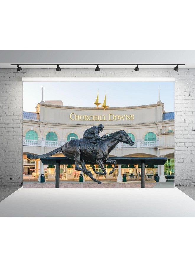 BELECO خلفية من القماش مقاس 7X5 أقدام لسباق الخيل في كنتاكي ديربي، زينة حفلات سباق الخيل، تمثال سباق الخيل، لوازم حفلات سباق الخيل في الهواء الطلق، حائط حفلات سباق الخيل، كشك الصور، دعائم الاستوديو - Image 5