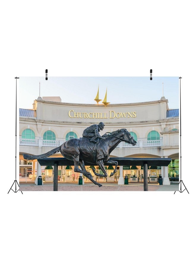BELECO خلفية من القماش مقاس 7X5 أقدام لسباق الخيل في كنتاكي ديربي، زينة حفلات سباق الخيل، تمثال سباق الخيل، لوازم حفلات سباق الخيل في الهواء الطلق، حائط حفلات سباق الخيل، كشك الصور، دعائم الاستوديو - Image 4