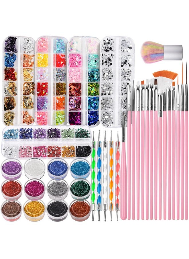 FANDAMEI - FANDAMEI Nail Art Kit, Nail Design Tools Kit with Nail Art Brushes, Nail Dotting Tools,Fine Glitter,Nail Butterfly, Nail Heart Glitter Sequins, Nail Foil Flakes, Nail Art Rhinestones, Nail Dust Brush - Image 1