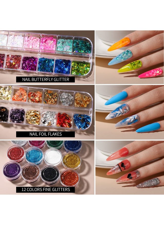 FANDAMEI - FANDAMEI Nail Art Kit, Nail Design Tools Kit with Nail Art Brushes, Nail Dotting Tools,Fine Glitter,Nail Butterfly, Nail Heart Glitter Sequins, Nail Foil Flakes, Nail Art Rhinestones, Nail Dust Brush - Image 1