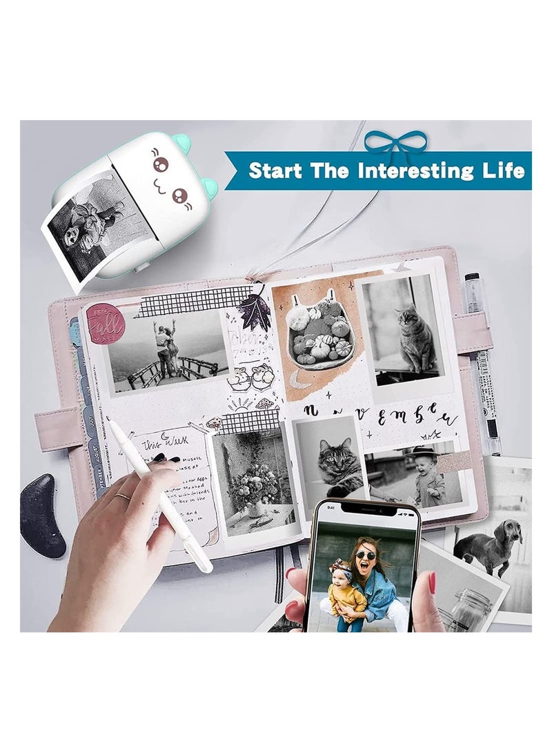 طابعة محمولة، طابعة جيب صغيرة، طابعة حرارية لاسلكية بتقنية بلوتوث مع ورق طباعة حراري، كابل USB لطباعة الملاحظات والصور والمستندات والتسميات والإيصالات، للدراسة والمكتب المنزلي، باللون الأزرق - Image 2