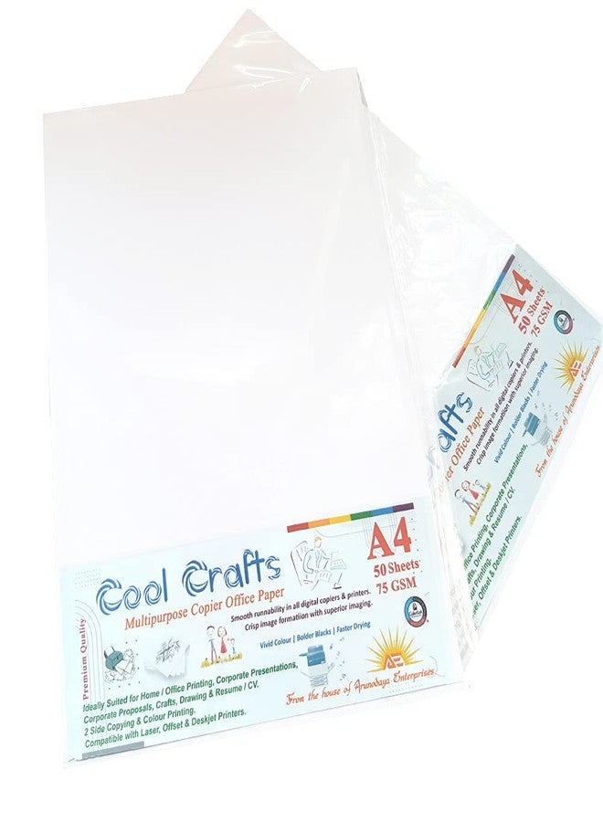 Cool Crafts ورق تصوير متعدد الأغراض من كول كرافتس، مقاس A4، بوزن 75 غرام/متر مربع. عبوة من 50 ورقة. مناسب للكتابة، والتصوير والطباعة على الوجهين، وطابعات الليزر والأوفست والطابعات النافثة للحبر، وصنع البطاقات وقوائم الطعام. - Image 2