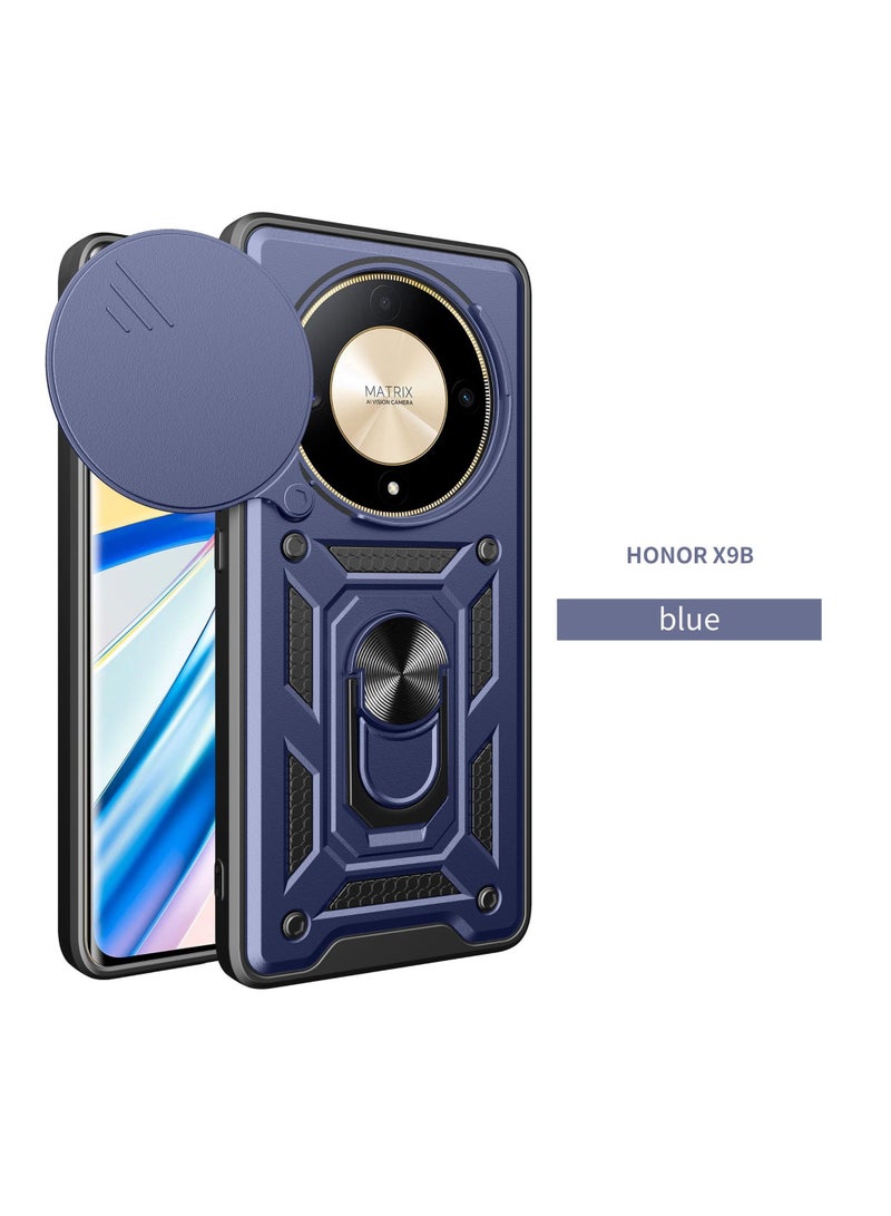 هونور X9B 5G الهاتف المحمول حالة الغطاء ، انزلاق الكاميرا عدسة تغطية + 360 درجة قوس دوار خاتم + الوفير صدمة دليل الهاتف المحمول حالة