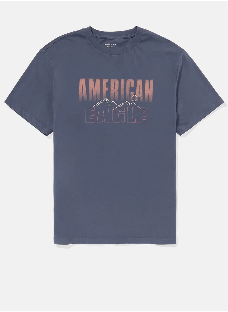 American Eagle Embroidered Crew Neck Graphic T-Shirt