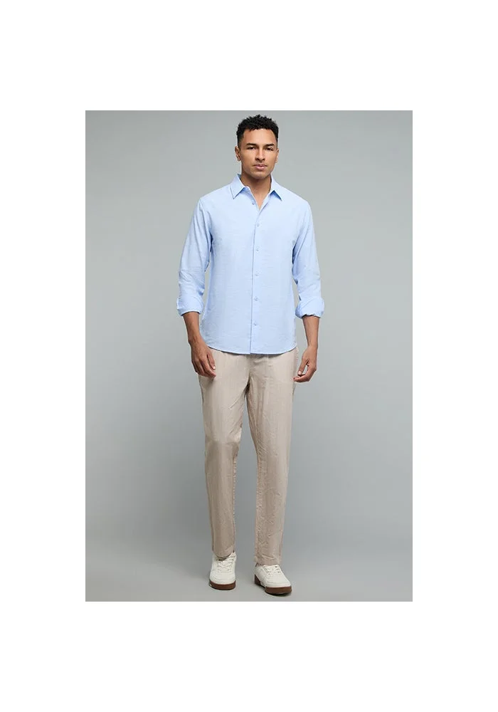 R&b Solid Shirt with Classic Collar and Long Sleeves