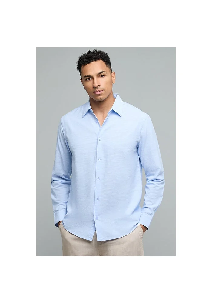 R&b Solid Shirt with Classic Collar and Long Sleeves