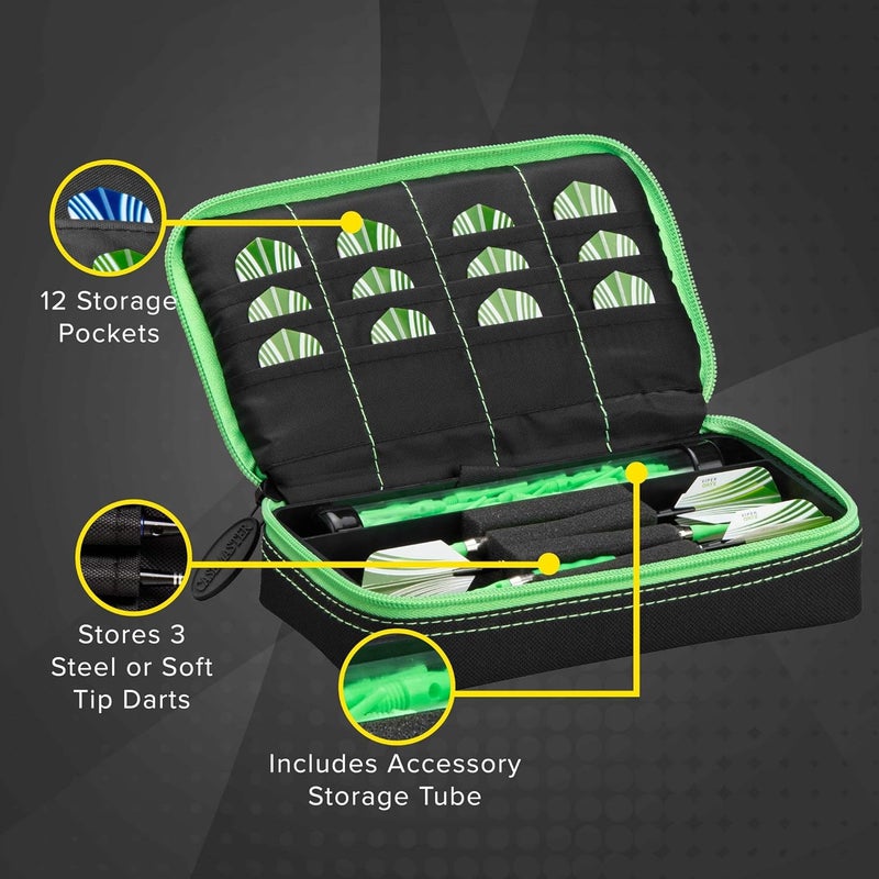 CASEMASTER Plazma Dart Case for Soft and Steel Tip Darts, Holds 3 Darts and Features Built-In Storage Tube and Pockets for Flights, Tips, Shafts, and Personal Items - Image 2