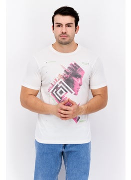 Men Round Neck Short Sleeve Graphic Print Troon T-Shirt, White