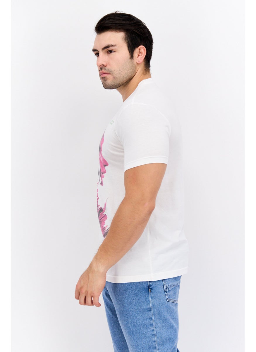 Free Soul - Men Round Neck Short Sleeve Graphic Print Troon T-Shirt, White - Image 1