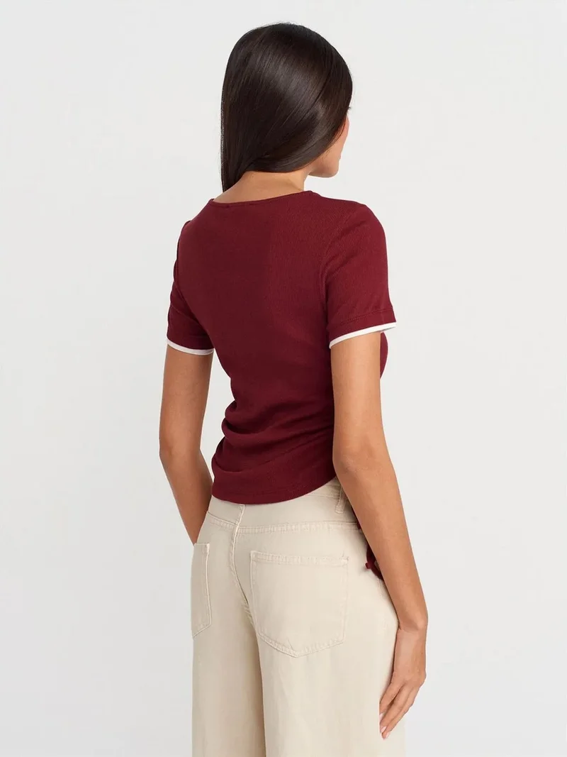 ديلفين Dilvin Women's Cotton Slim Fit Crew Neck T-Shirt