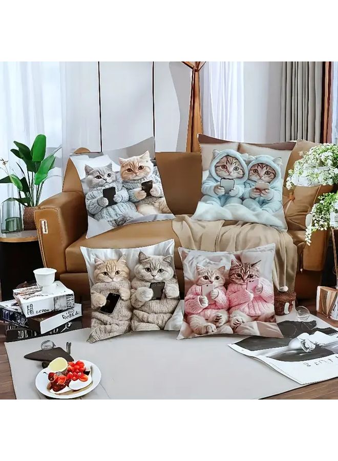 2pcs Sweater Cats Pillow Covers 17.72x17.72 Inch Square Throw Case Without Insert For Party Car Bedroom Home Decoration - Image 2