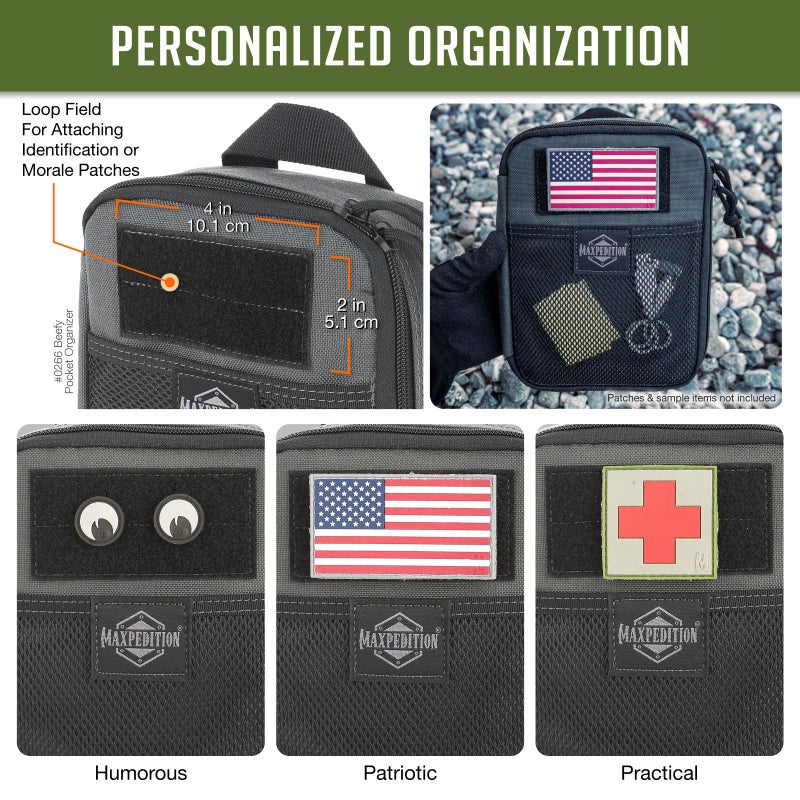 MAXPEDITION Beefy Pocket Organizer (Wolf Gray) Compact, MOLLE-Compatible, 1000D Nylon Tactical EDC Pouch, Everyday Carry Tool Pouch & Gear Storage for Outdoor, Tactical, Survival, 0266W - Image 5