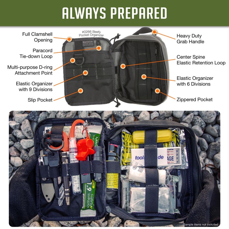 MAXPEDITION Beefy Pocket Organizer (Wolf Gray) Compact, MOLLE-Compatible, 1000D Nylon Tactical EDC Pouch, Everyday Carry Tool Pouch & Gear Storage for Outdoor, Tactical, Survival, 0266W - Image 4