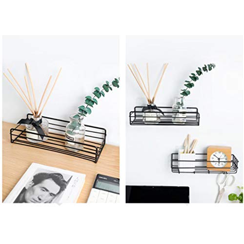 MorivaHomes Multipurpose Metal Wall Mounted Self Adhesive Bathroom Self and Rack for Home, Kitchen and Office. Adhesive Sticker Support Without Drilling. (2 Metal Bathroom Shelves, Black) - Image 3