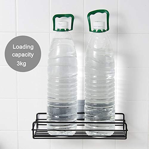 MorivaHomes Multipurpose Metal Wall Mounted Self Adhesive Bathroom Self and Rack for Home, Kitchen and Office. Adhesive Sticker Support Without Drilling. (2 Metal Bathroom Shelves, Black) - Image 5