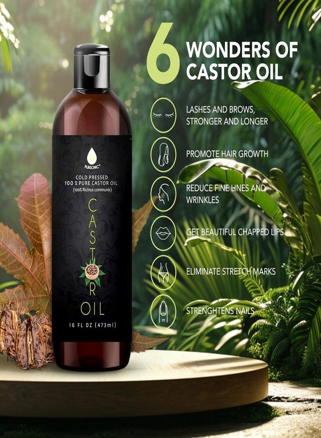 Pursonic Castor Oil (16oz) Cold-Pressed, 100% Pure, Hexane-Free Castor Oil-Moisturizing & Healing, For Dry Skin, Hair Growth - For Skin, Hair Care, Eyelashes - Image 2