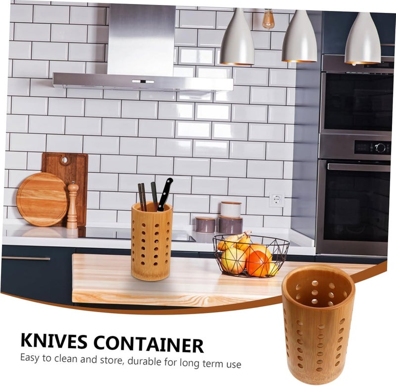 IMIKEYA Tableware Holder with Draining Design Utensil Organizer Bucket for Kitchen and Study Cutlery Storage Container Large Capacity Practical Knives Organizer - Image 4
