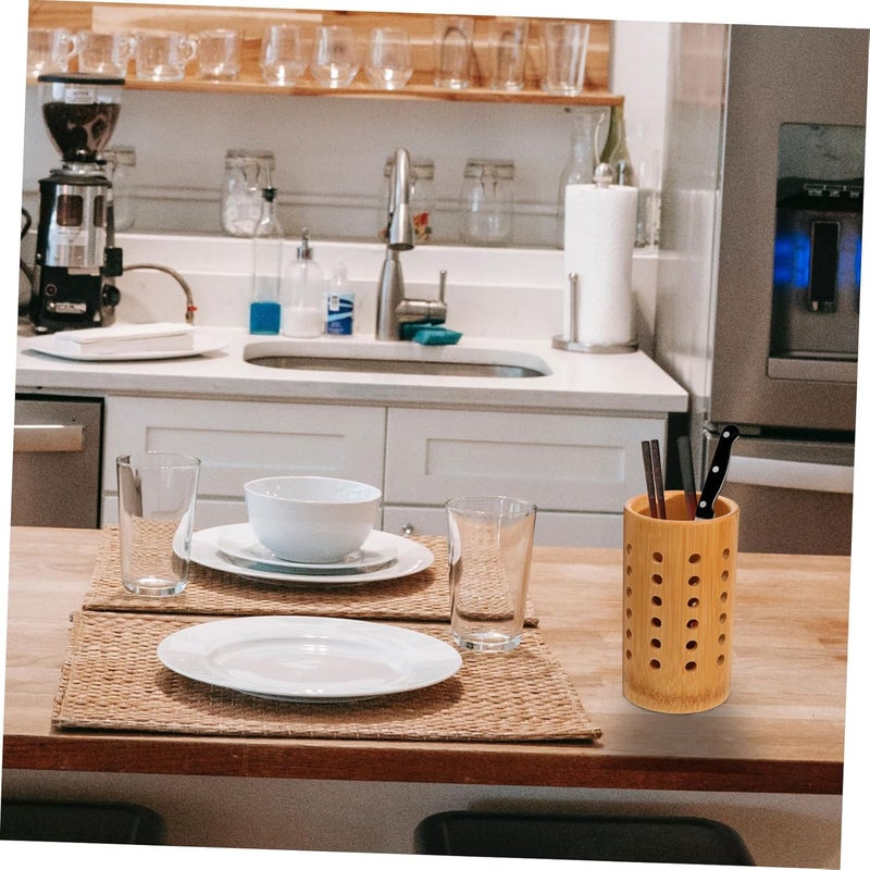 IMIKEYA Tableware Holder with Draining Design Utensil Organizer Bucket for Kitchen and Study Cutlery Storage Container Large Capacity Practical Knives Organizer - Image 5