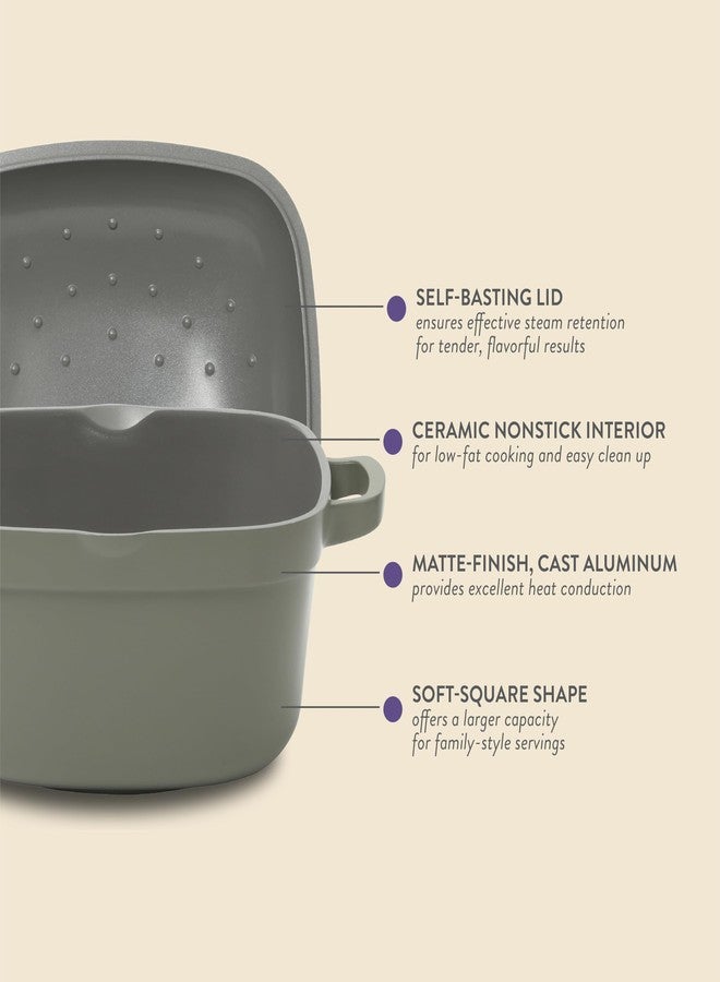 Crock-Pot Northvale Cast Aluminum Lightweight Durable 5.2 Quart Heavy Duty Dutch Oven Pot With Lid, Oven Safe, Dual Handles - Matte Sage Green - Image 3