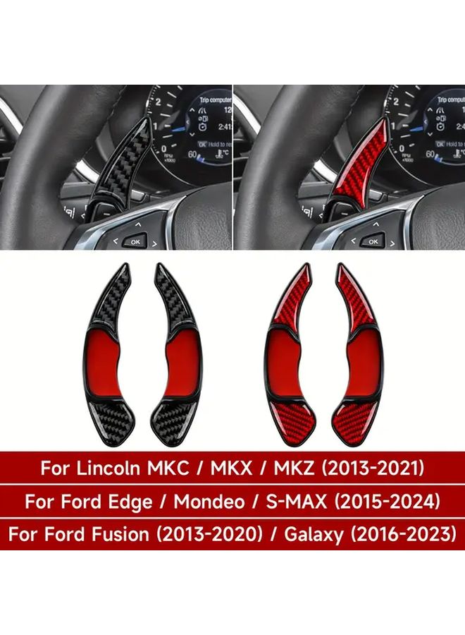 Carbon Fiber Shift Paddles Steering Wheel Sticker Trim for Lincoln MKC MKX MKZ 2013 2021 Ford Edge Mondeo S MAX 2015 2024 Fusion 2013 2020 Galaxy 2016 2023 Accessories BR 07 Black - Image 1