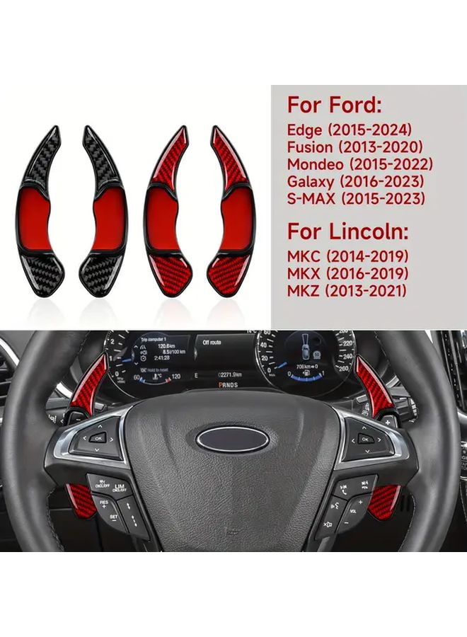 Carbon Fiber Shift Paddles Steering Wheel Sticker Trim for Lincoln MKC MKX MKZ 2013 2021 Ford Edge Mondeo S MAX 2015 2024 Fusion 2013 2020 Galaxy 2016 2023 Accessories BR 07 Black - Image 3