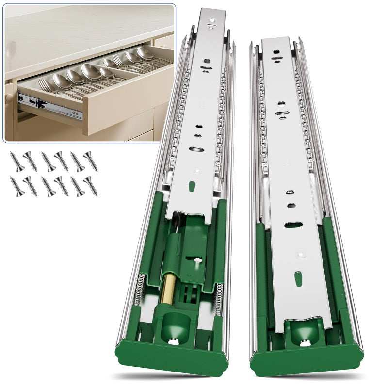 Ubisin 6 Pairs Soft Close Drawer Slides 20 Inch, Full Extension Heavy Duty Ball Bearing Cabinet Rails, Quiet Silent Side Mount Drawer Glides for Kitchen,Office,Tool Box,Dresser, 100 LB Capacity - Image 1