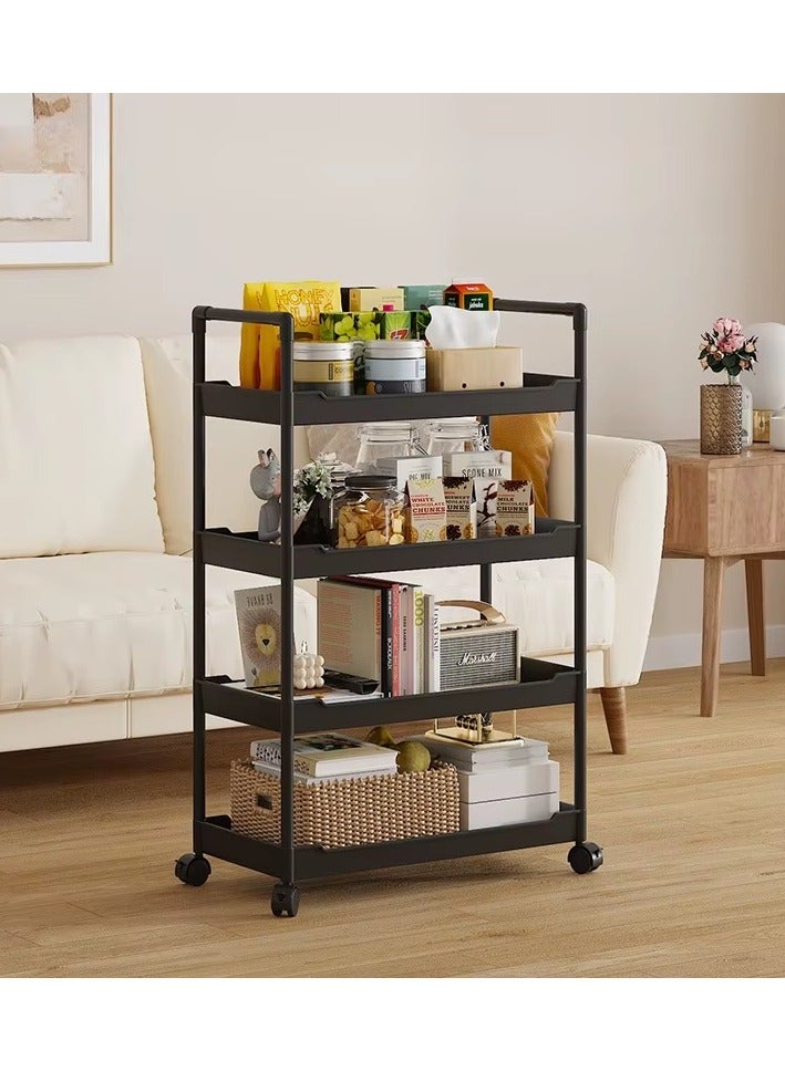 Cozy Nest 4-Layer Rolling Storage Trolley with Lockable Wheels Mobile Organizer Rack with Handles for Kitchen Bathroom Office Bedroom Multipurpose Storage Cart with Deep Trays Easy to Assemble - Image 1