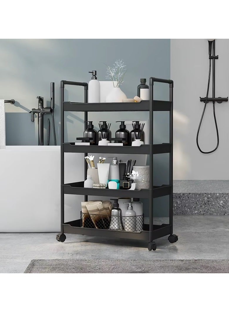 Cozy Nest 4-Layer Rolling Storage Trolley with Lockable Wheels Mobile Organizer Rack with Handles for Kitchen Bathroom Office Bedroom Multipurpose Storage Cart with Deep Trays Easy to Assemble - Image 2