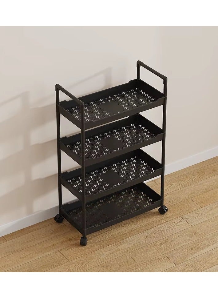 Cozy Nest 4-Layer Rolling Storage Trolley with Lockable Wheels Mobile Organizer Rack with Handles for Kitchen Bathroom Office Bedroom Multipurpose Storage Cart with Deep Trays Easy to Assemble - Image 4
