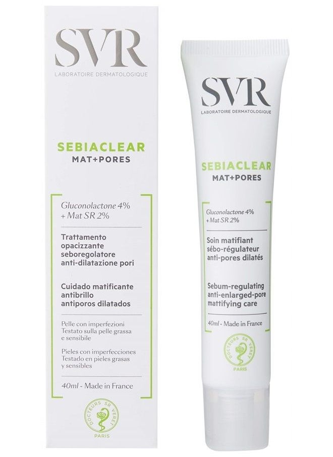 SVR - Sebiaclear Mat+Pores Sebium-regulating Anti-Enlarged-Pore Mattifying Care Cream 40 Ml by LABORATOIRES SVR, 1.35 Fl Oz (Pack of 1), (SVR0100028) - Image 1