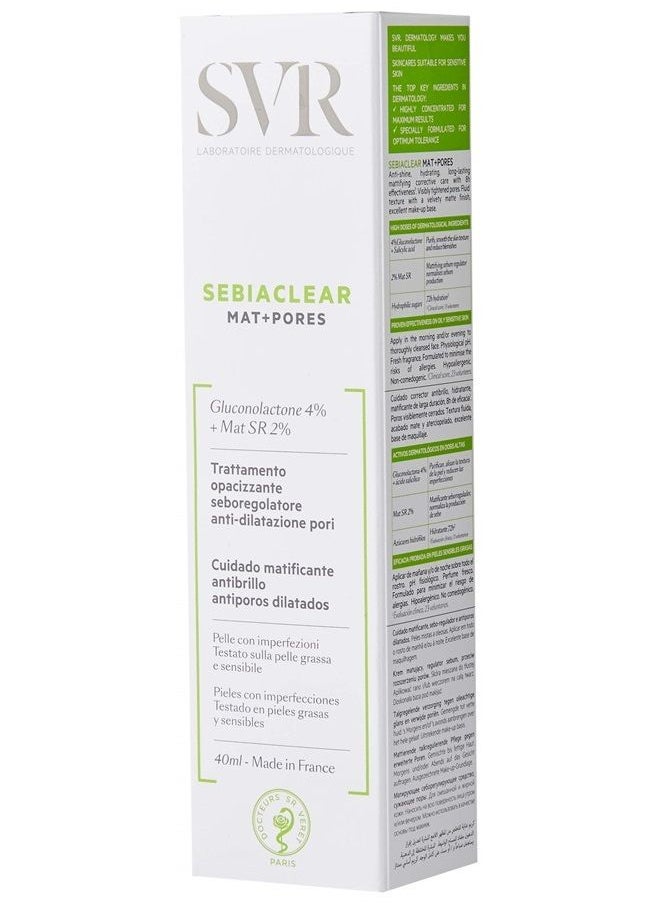 SVR - Sebiaclear Mat+Pores Sebium-regulating Anti-Enlarged-Pore Mattifying Care Cream 40 Ml by LABORATOIRES SVR, 1.35 Fl Oz (Pack of 1), (SVR0100028) - Image 1