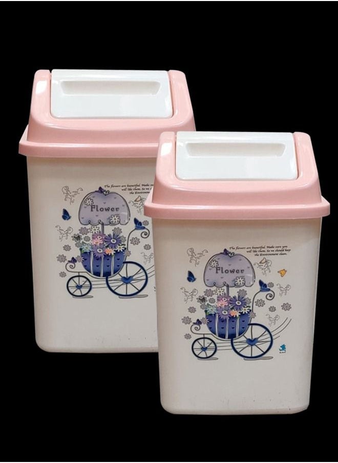 LACOT GENERAL TRADING LLC - Set of 2 pcs Plastic Dust Bin With Swing Top For Home, Office, Factory -8 Ltr - Image 1