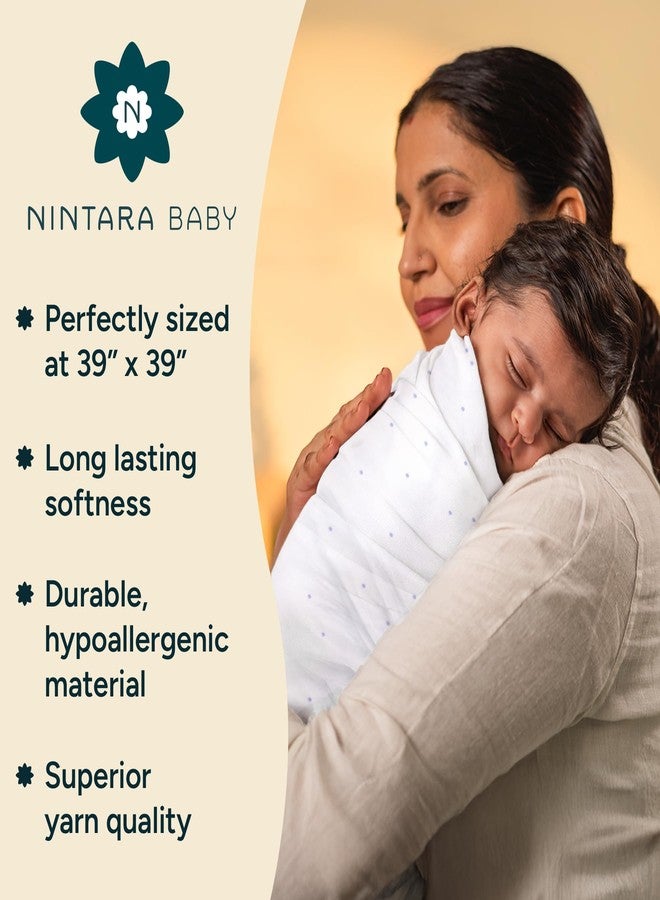 NINTARABABY Swaddle - 100% Organic Premium Muslin Cotton, 39" x 39" (100 cm x 100 cm), Ultra-Soft, Breathable & Lightweight, Multipurpose, Unisex, Hypoallergenic, Gift for Newborn Babies - Image 2