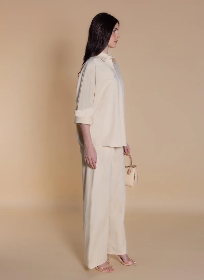 Shapes Beige OVERSIZED POPLIN SHIRT SET for Women | Best Price UAE