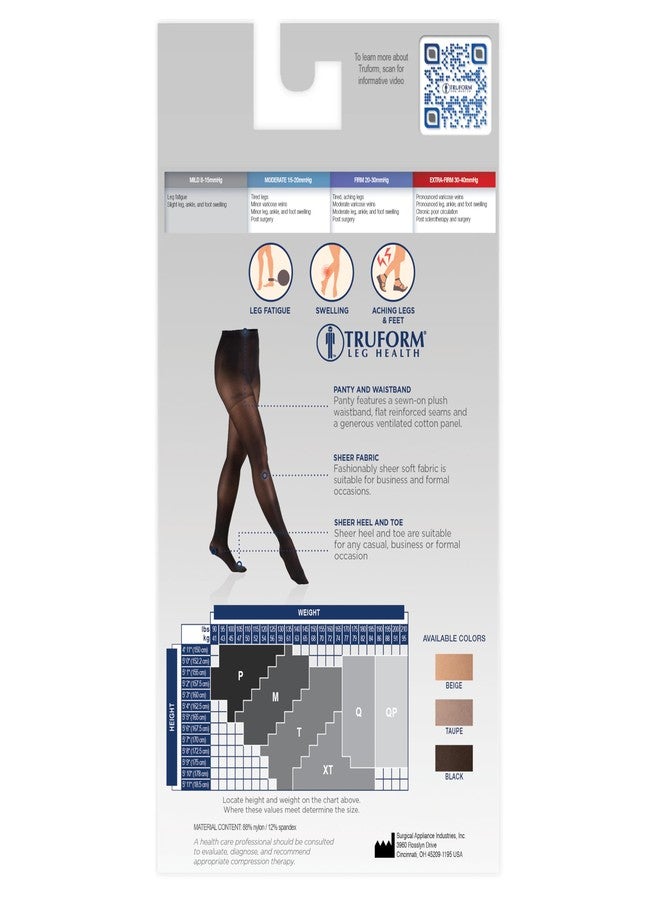 Truform Compression 8-15 mmHg Sheer Pantyhose Beige, Medium, 2 Count (1765BG-M 2PK) - Image 5