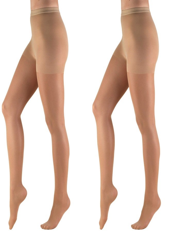 Truform Compression 8-15 mmHg Sheer Pantyhose Beige, Medium, 2 Count (1765BG-M 2PK) - Image 1