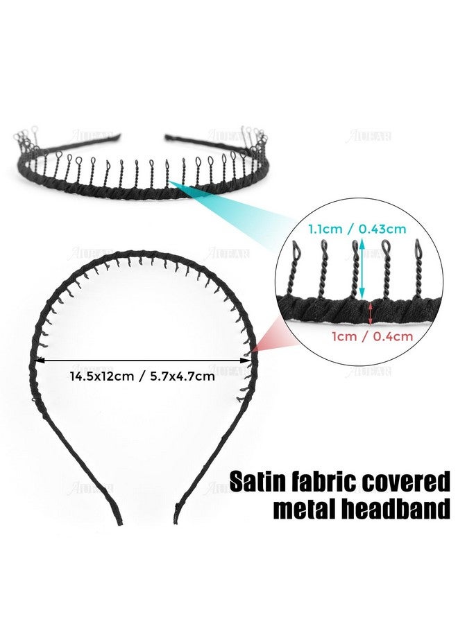 AUEAR 10 Pcs Vintage Metal Headband With Teeth Ribbon Wrapped Teeth Comb Hair Hoop Hairband For Women Girls (Multi Color) - Image 4