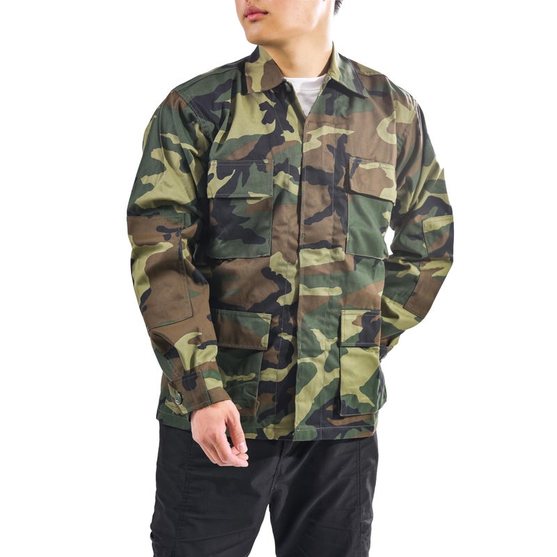 BACKBONE Mens Army Military Battle Dress Uniform BDU Shirt Camo Top Jacket (Woodland Camo,Size L) - Image 4