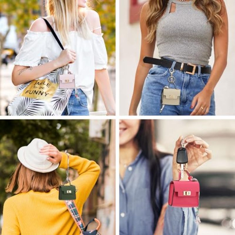 Mini Backpack Keychain 7.5 x 6.5 x 3.5 Cm Synthetic Leather Green - Secure Twist Lock Coin Purse Keychain for Daily Essentials - Image 4